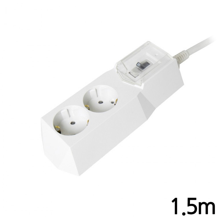 철벽 고용량 멀티탭 과부하차단 2구 1.5m 화이트
