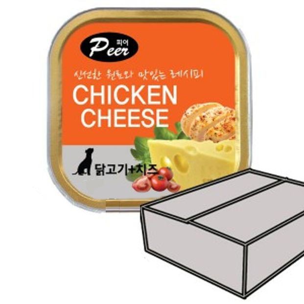 강아지 간식 습식사료 통조림 닭고기 치즈 100g 24개