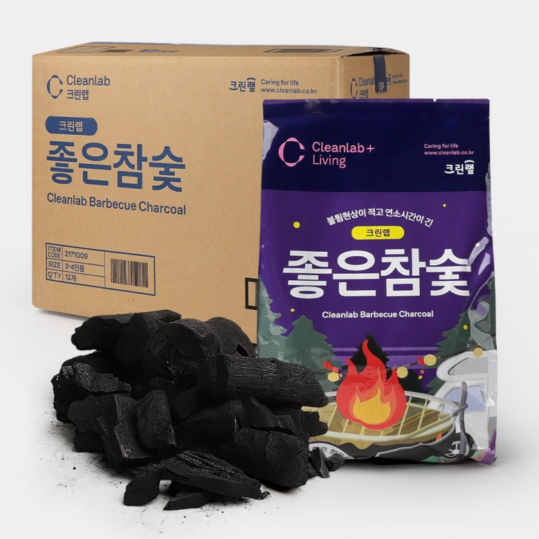 구이용 참숯 캠핑 바베큐 숯 1박스 1kg 개별포장 12입