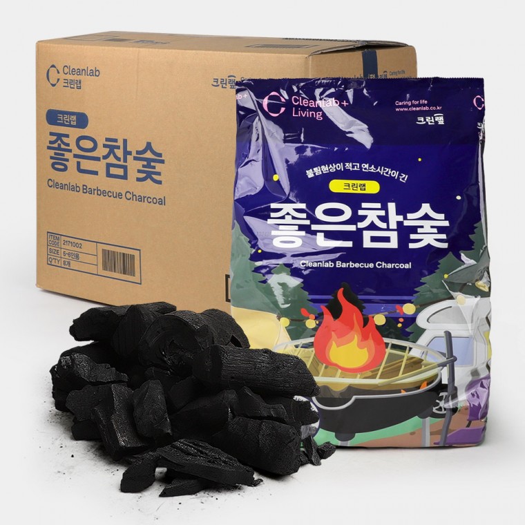 구이용 참숯 캠핑 바베큐 숯 1박스 2kg 개별포장 8입