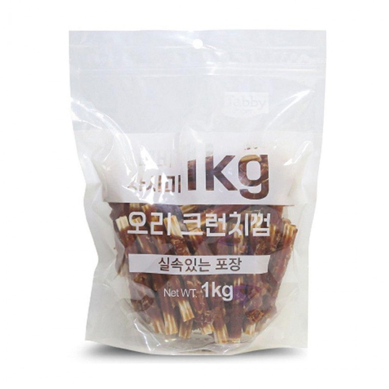 강아지 1kg 크런치껌 간식 사사미 오리