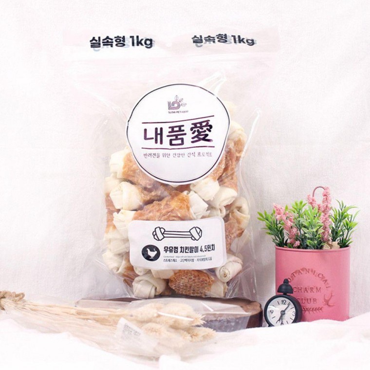 치킨말이껌 간식 4.5in 1kg 강아지 생활꽁꽁 실속형