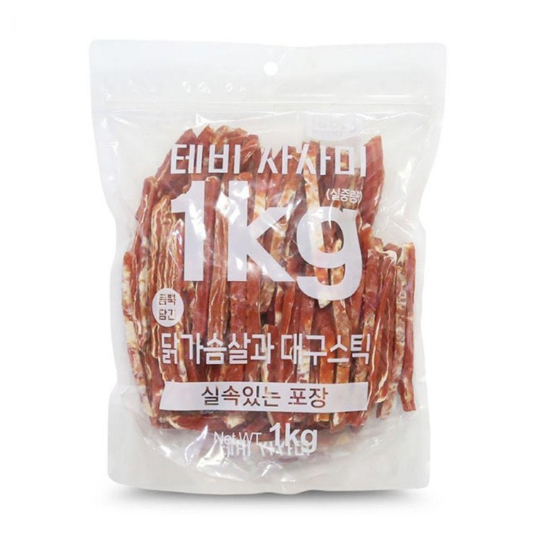 사사미 생활몬 1kg 치킨가슴살과 대구스틱 강아지