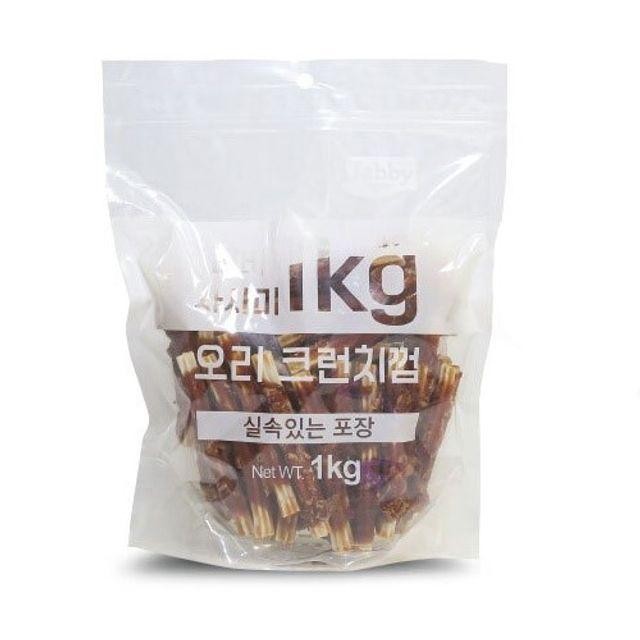 1kg 크런치껌 오리 간식 스트레스해소 애견 충치예방