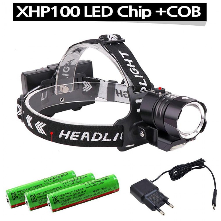 Xhp100 LED COB 충전식 낚시 랜턴 헤드랜턴 7200루멘