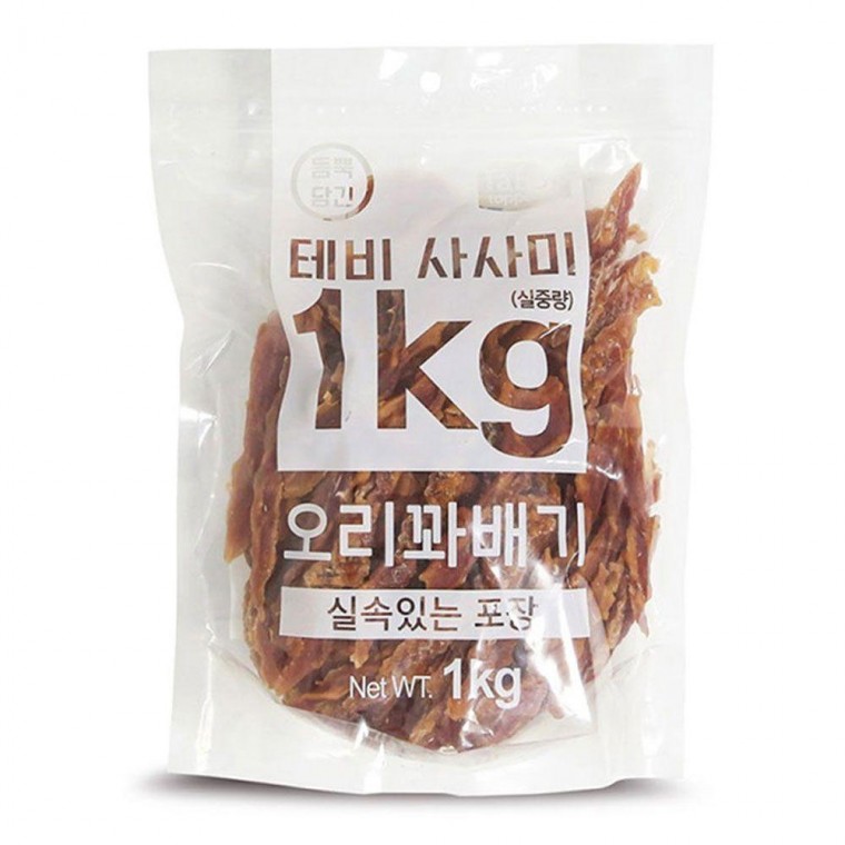 테비 사사미 실속 포장 오리 꽈배기 1kg 강아지 간식 애견 대용량 건조 육포 스틱