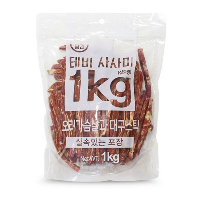 테비 대용량 오리 가슴살과 대구 스틱 1kg 강아지 간식 애견 강아지사 사미 건조 육포