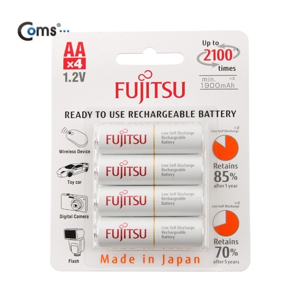 건전지 FUJITSU 충전지 AA 1900mAx4 리튬건전지