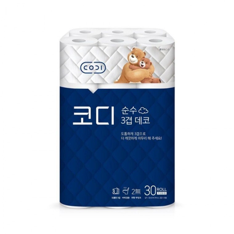 코디 순수 3겹 화장지 30M x 30롤 데코 휴지