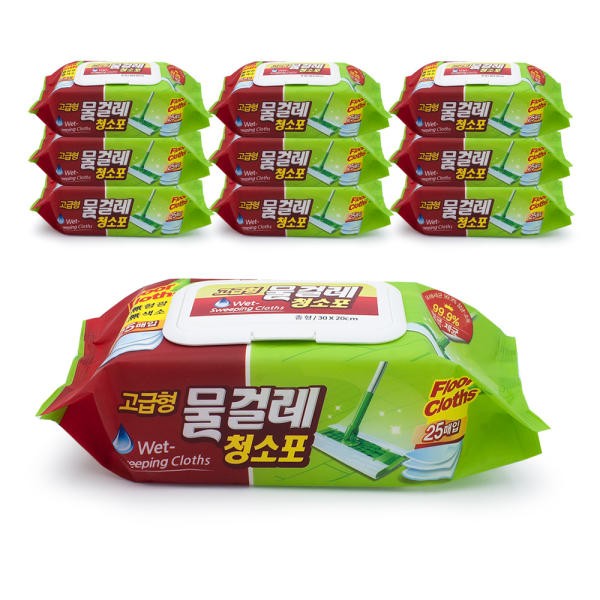 리빙키친 물걸레청소포 고급형 중형 25매 x 10팩 청소용물티슈