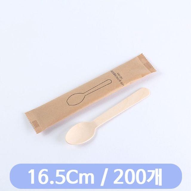 나무스푼 16cm 200개 개별 포크 일회용 플라스틱 수저 샐러드 스푼 품 나무 칼라