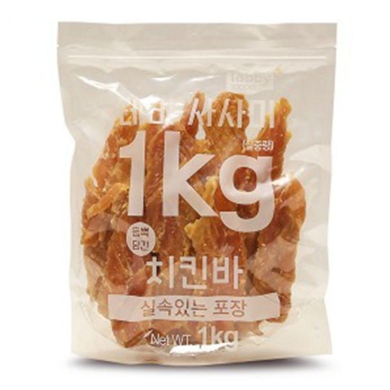 D17 테비 사사미 1kg 치킨바 애견간식 개간식 멍시리즈 맛있는 맛좋은 일키로 훈련간식 고구마