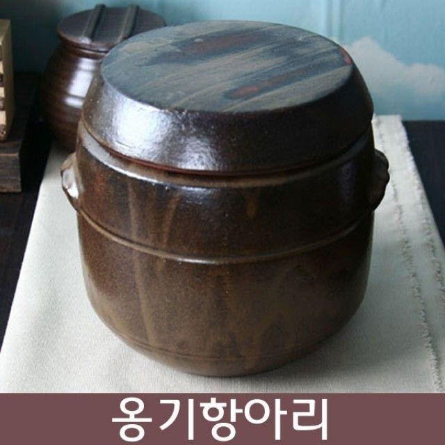 옹기 일자형 항아리 단지 대 2kg 현관 소금항아리 김치통 도자기용기 냉장고보관용기