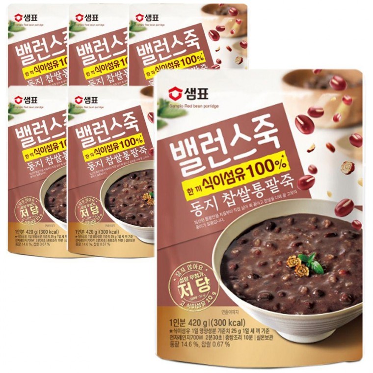 샘표 밸런스죽 동지 통팥죽 420g x 6개입