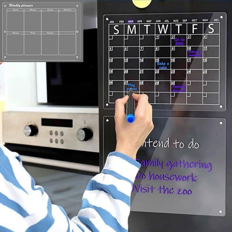 아크릴 냉장고 메모 보드 투명 현관문 자석 메모판 달력 메세지 가정용 기록판 계획표