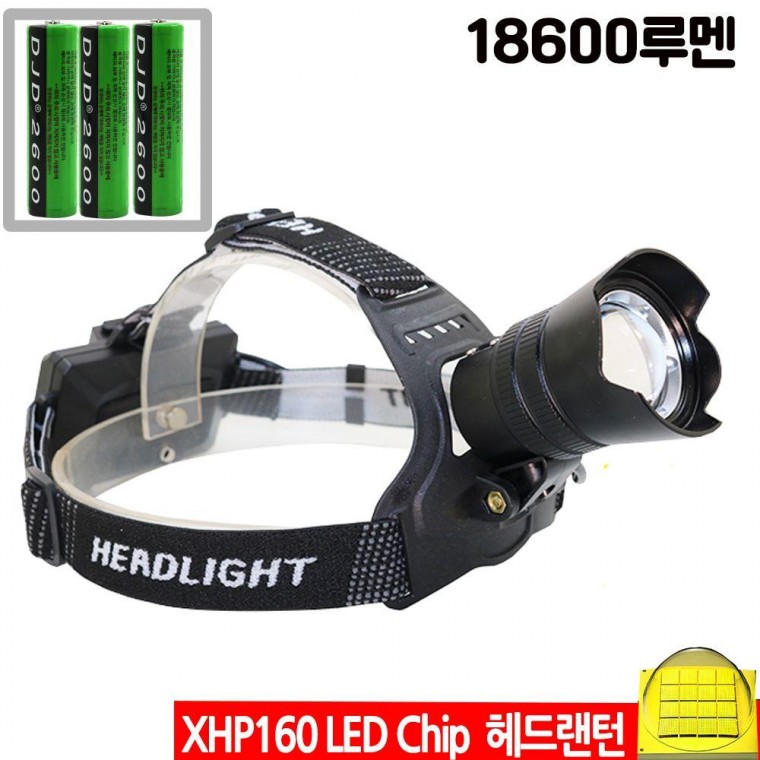 Xhp160 16CORE LED 충전식 줌 랜턴 헤드랜턴 18600ML