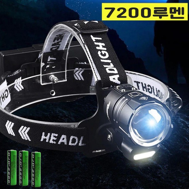 Xhp100 LED COB 7200루멘 줌 충전식 랜턴 헤드랜턴