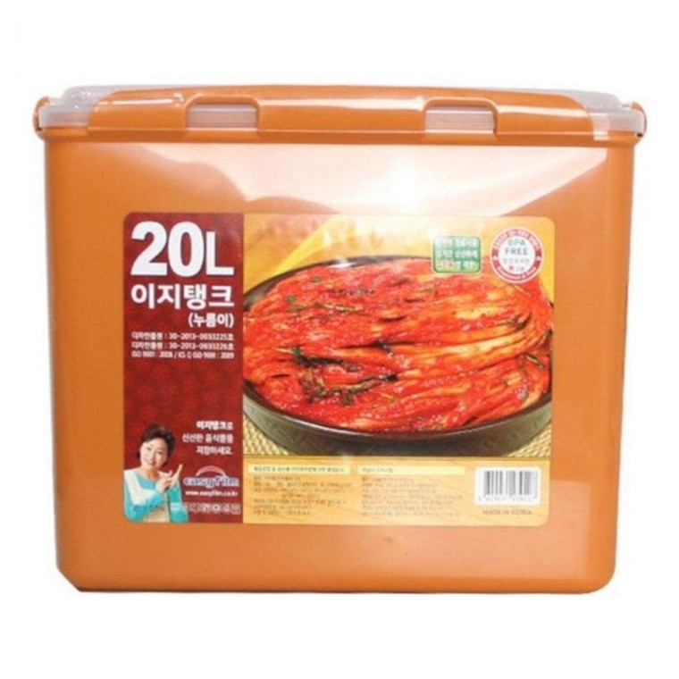 황토 이지탱크 누름이 김치통20L 플라스틱 냉장고 통 보관용기 밀폐용기 김치