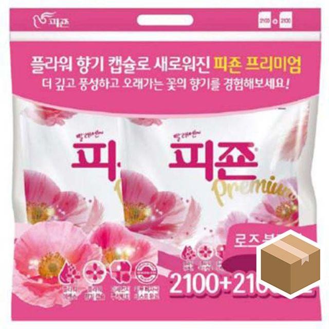 피죤 섬유유연제 핑크로즈 2100ml x 8입 세제 업소용 가정용 빨래