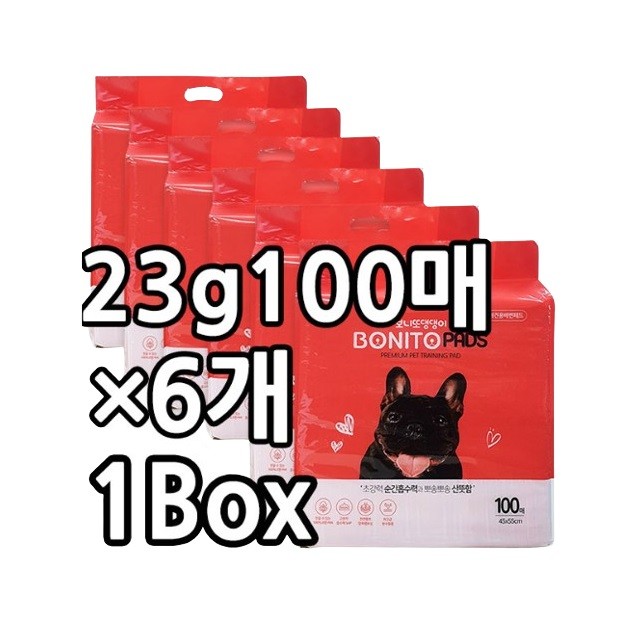 댕댕이패드 100매X6개 1박스23g (약45x55cm) 배변패드