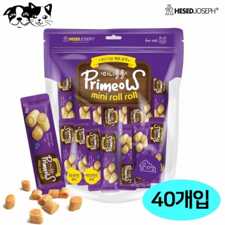 헤세드요셉 프리미요 미니롤롤 치즈 10g (40개입) (고양이 간식)