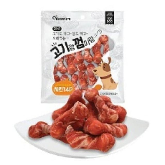 고기랑껌이랑 14p 치킨맛 x 6개 강아지 애견 간식 대구 치킨 오리 고기 딩고껌 프리미요 소 껌 랑