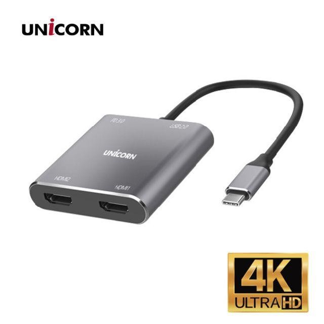 유니콘 CH-400KD 듀얼 디스플레이 컨버터 4IN1 USBTypeCTOHDMI 영상미러링