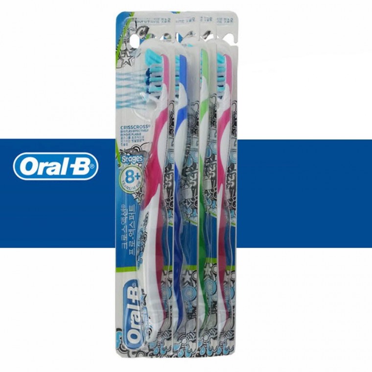 4단계 어린이칫솔 크로 오랄비 4개 청소년칫솔 스테이지 어린이치솔 ORALB 브랜드칫솔 어린이칫솔