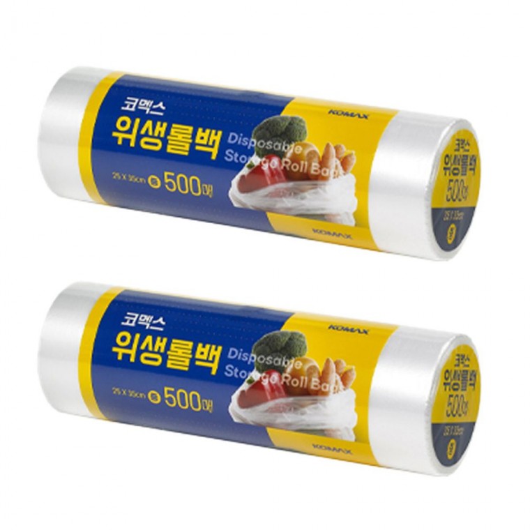 코멕스롤백 코멕스 위생롤백 중 25X35 500매 2P 비닐 봉지 봉투 주방봉투