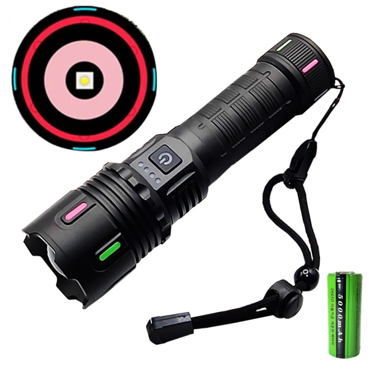 White Laser LED 충전식 줌 라이트 랜턴 손전등 후레쉬 26650충전지 DJ58