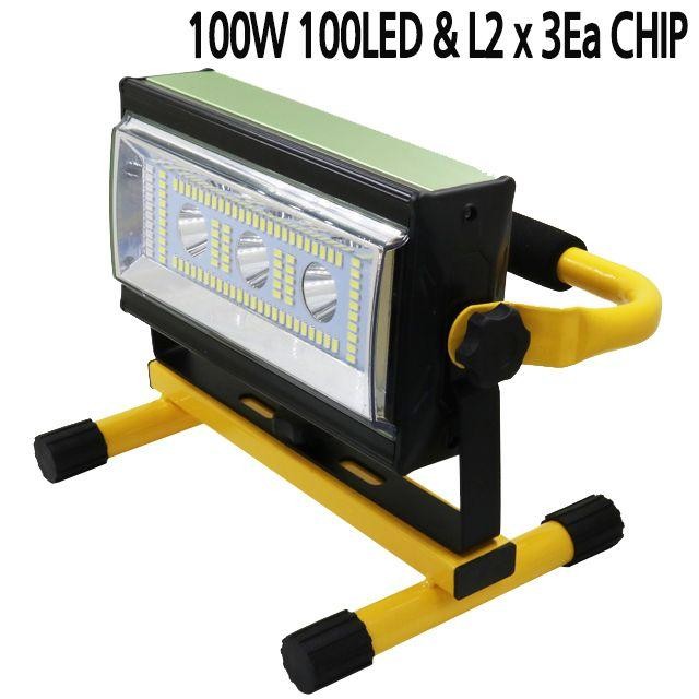 100W L2x3Ea 충전식 투광기 작업등100 LED 랜턴