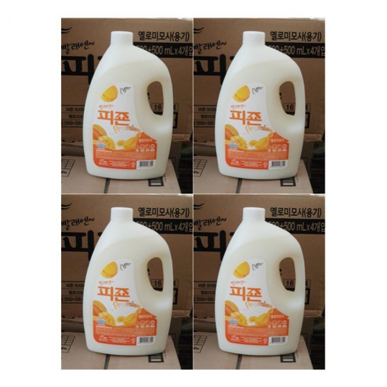 피죤 섬유유연제 옐로우미모사 2.500ml 용기 4개입 옐로우 세제 세탁 3000ml 안심유연제