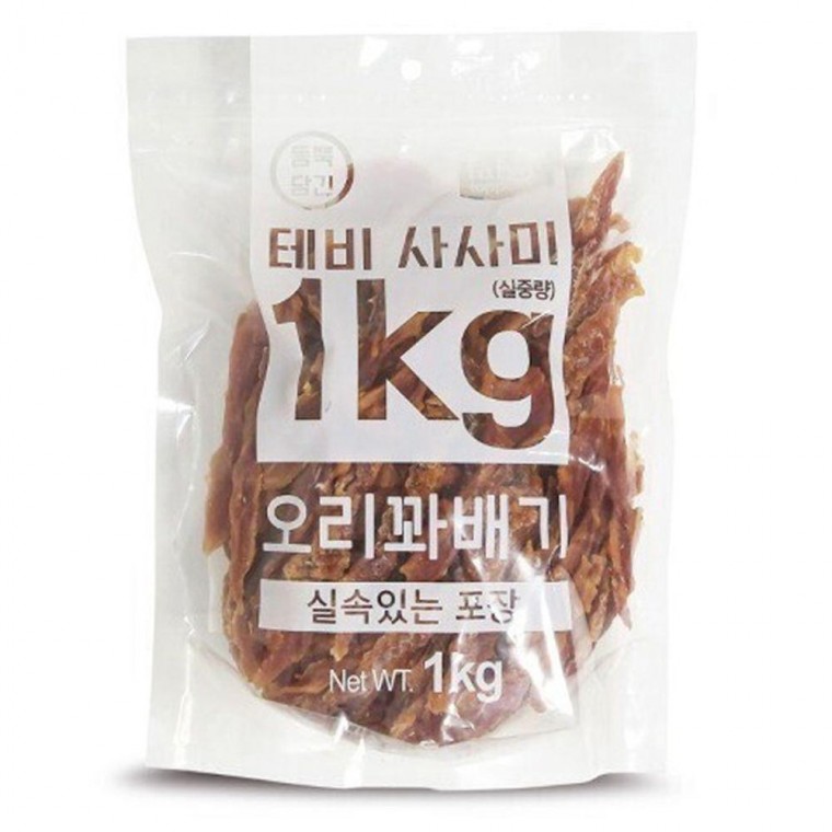 영양 육포 오리 1kg 꽈배기 져키 1P 강아지 사사미