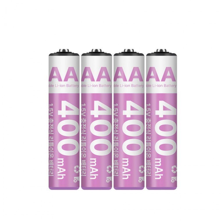 4개입 USB AAA 400mAh 배터리 충전식 배터리 C타입