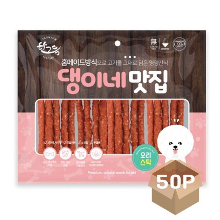 300g 스틱 오리 육포 져키 애견 영양 간식 강아지 50P