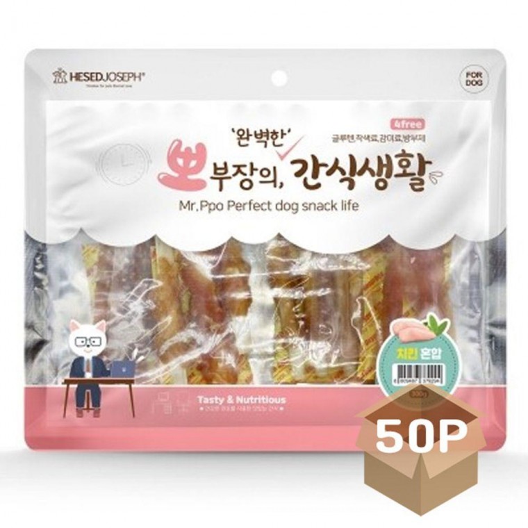 져키 영양 스낵 300g 애견 50P 강아지 치킨 육포 혼합