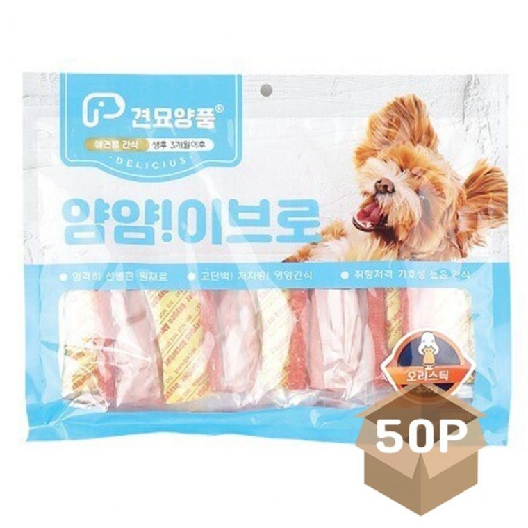 져키 스틱 영양 50P 육포 말랑 강아지 300g 오리 간식