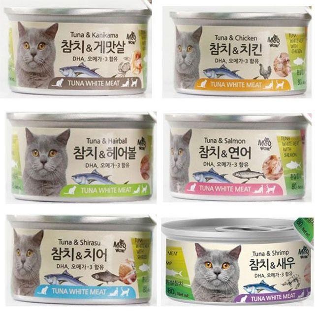 24개 세트 흰살참치 고양이 캔 간식 6종 80g