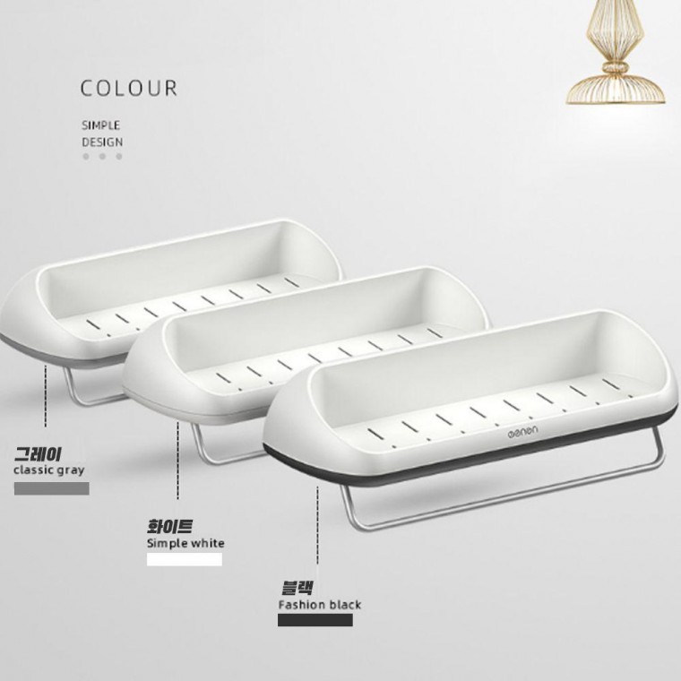 다용도 욕실 수납 선반 수건걸이 부착식 무타공 주방요품 용품 정리 코너 식선반 공선반