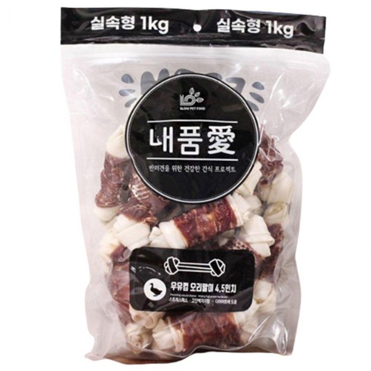 간식 육포 1P 오리말이 1kg 11cm 강아지 개껌 우유껌