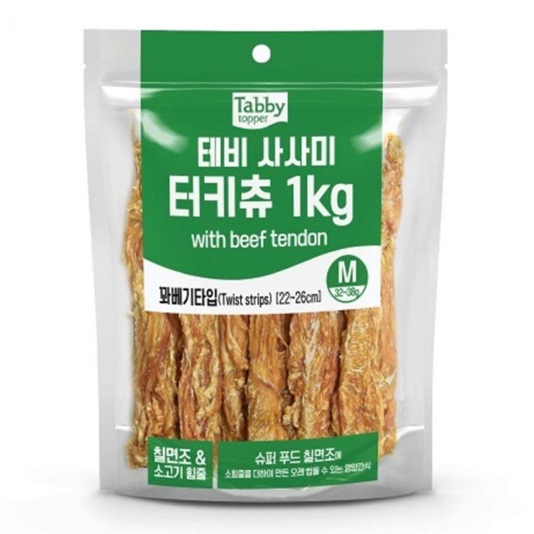 터치츄 1kg 육포 꽈배기타입 강아지 M 1P 칠면조 영양