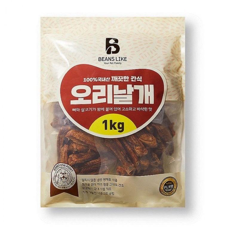 1kg 건조 빈즈라이크 오리날개 간식 강아지