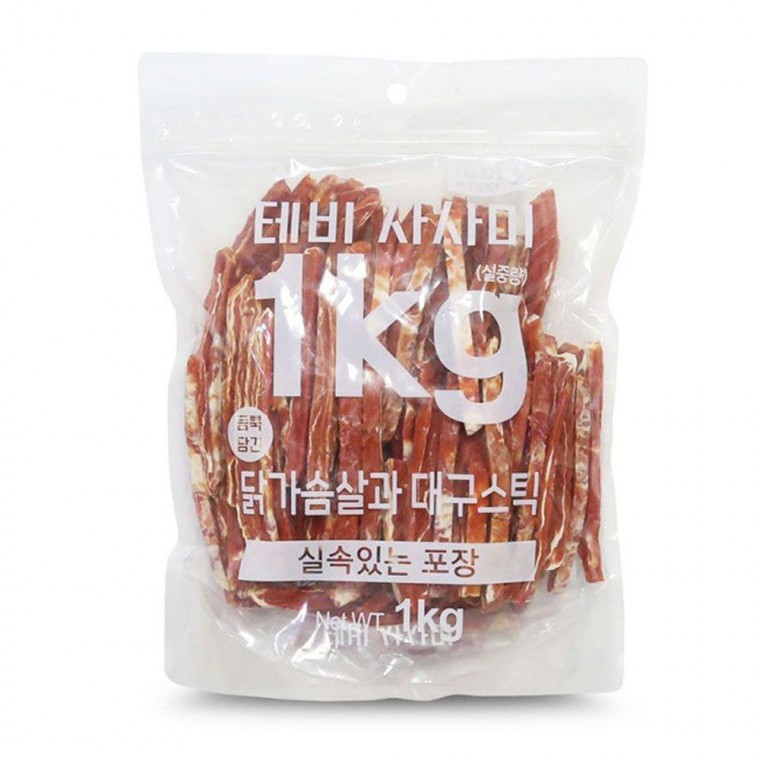 강아지 간식 대구스틱 닭가슴살과 사사미 1kg