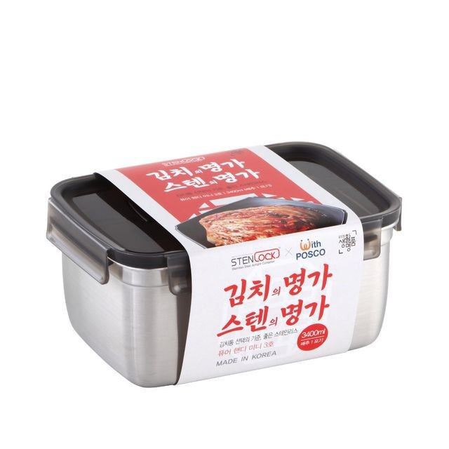 사각 스텐김치통 누름독 누름통 3.4L