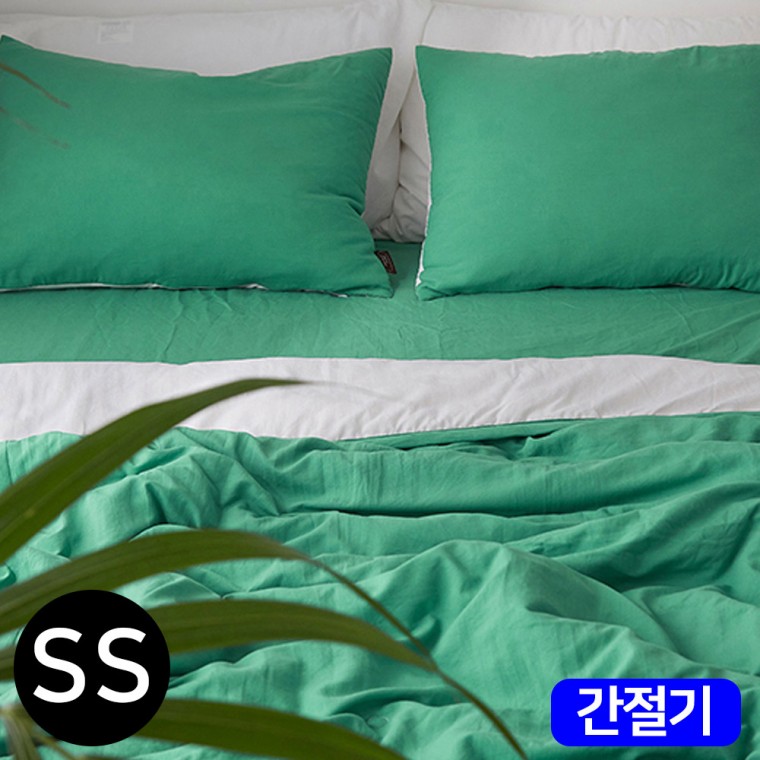 모모 소프트마이크로 옥수수솜 간절기 이불 베개커버세트 슈퍼싱글SS (포레스트그린) 베개솜X