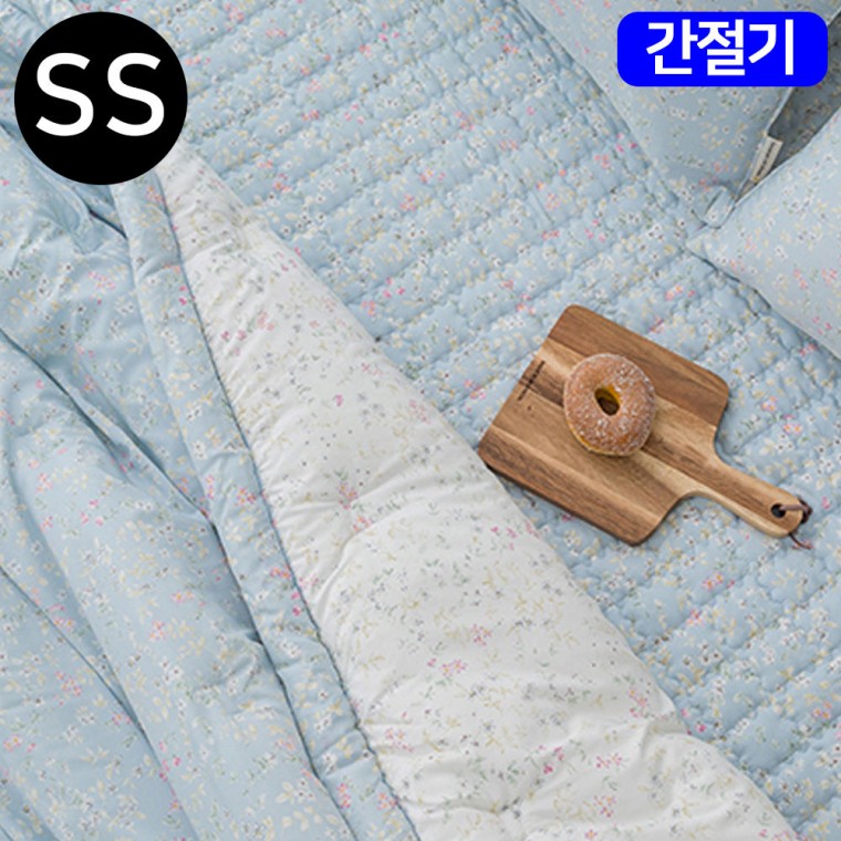 해피니 빈티지플라워 마이크로 모달 간절기 이불 패드세트 슈퍼싱글 SS (블루)