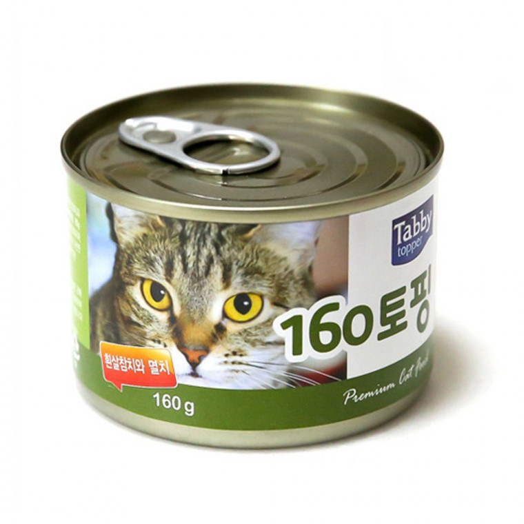 테비 160토핑 흰살참치와 멸치 (160g x 24개입) (1박스) (고양이 간식)