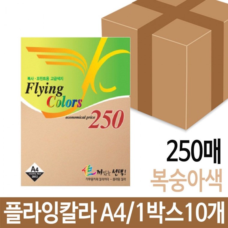 플라잉칼라 250매 80g A4 용지 색지 인쇄 복숭아색