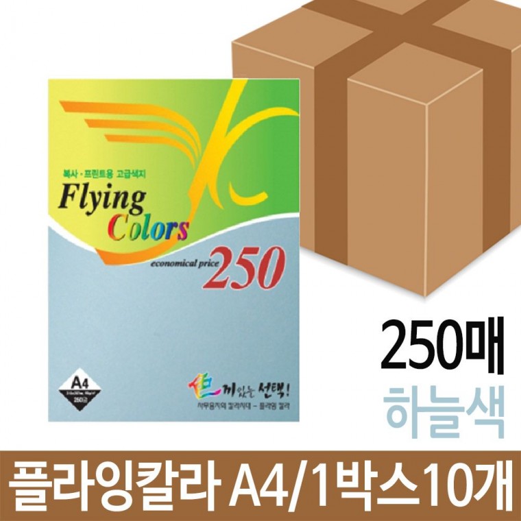 플라잉칼라 250매 80g A4 용지 복사 색지 인쇄 하늘색