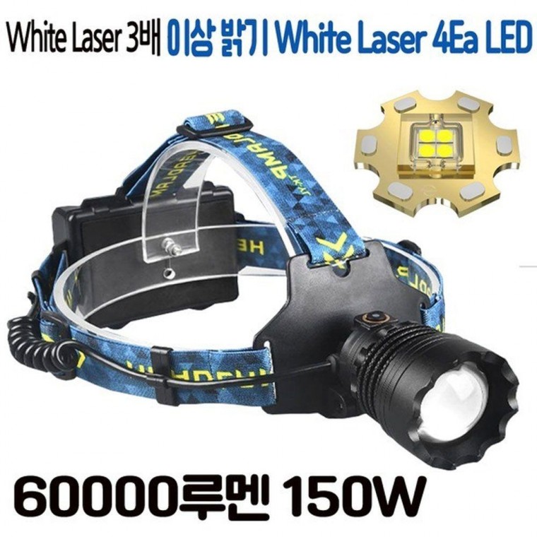 60000루멘 강력한밝기 LED 충전식 랜턴 줌 헤드랜턴 충전